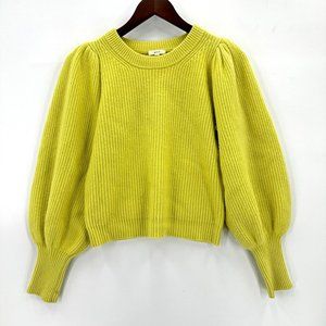 A.L.C Cashmere Sweater Eliana Puff Sleeves Citron Chartreuse M